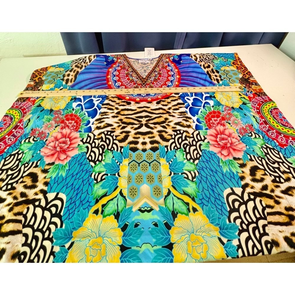 NEW Miss Lavish Muumuu Kaftan Dress Women 6-12 Leopard Floral Mrs Roper Coverup - Picture 5 of 14